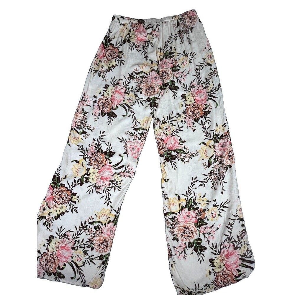 Maaji Wide Leg Pants Womens M Elastic Waist Floral Cottagecore Bohemian
